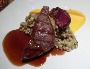 Reindeer Steak... as tender as butter, with mashed sweet potato and mushroom risotto