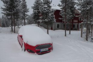 My snowed in car, last morning in Lapland