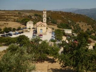 View of the church from the highest point in the village
