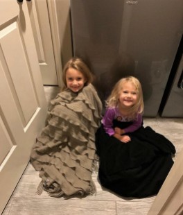 Eleanor and Hallie in the "Storm Closet"